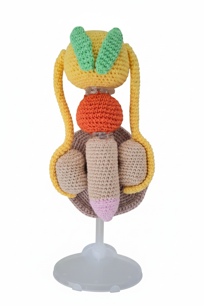 Modelo anatómico em crochet para ensino
