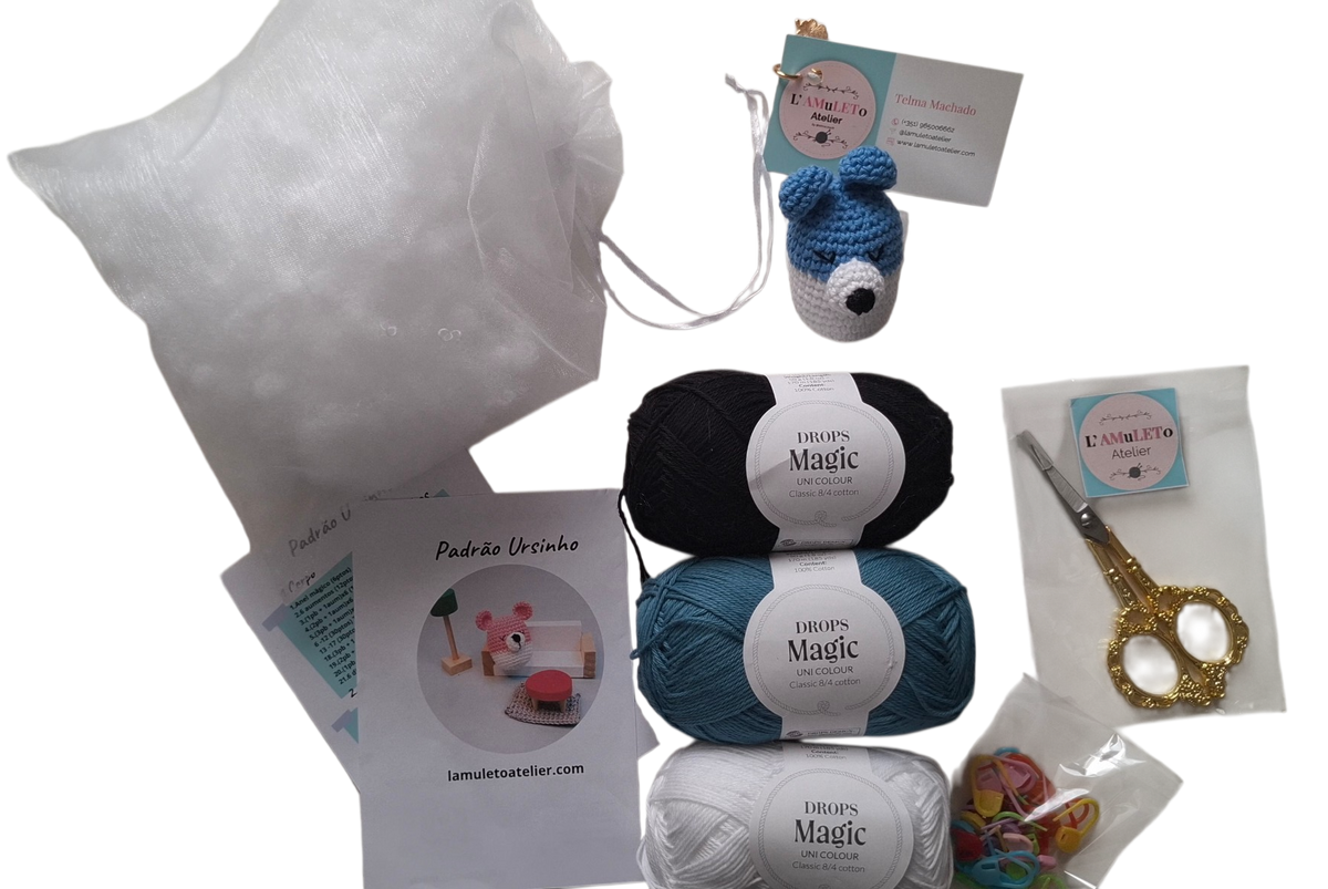 kit amigurumi  ursinho azul