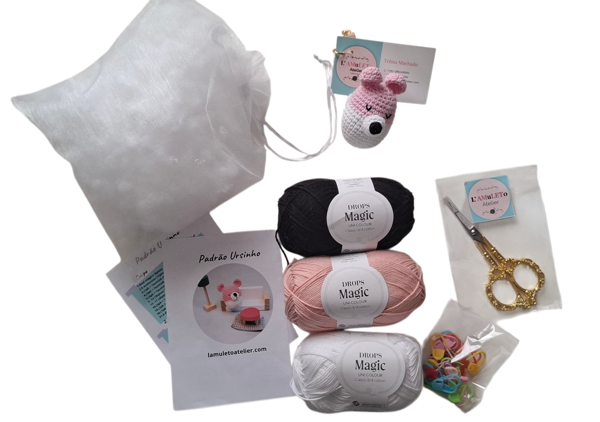 kit amigurumi ursinho rosa